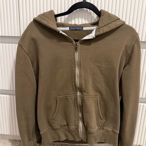 Brandy Melville Olive Green Zip-Up Hoodie